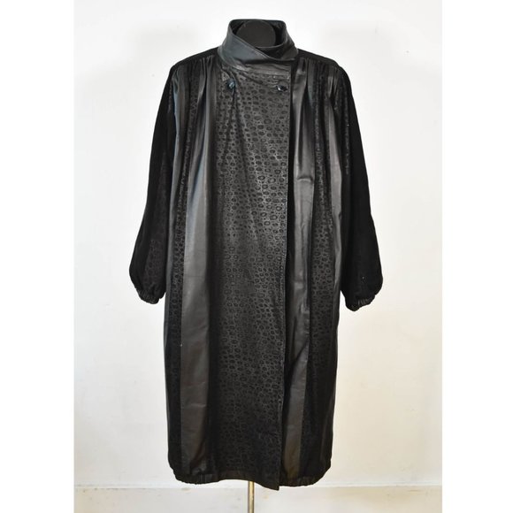 Vintage Other - Vintage 80s Black Leather and Suede Trench Coat